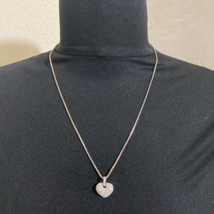 925 Sterling Silver Necklace w Heart Shape CZ Pendant